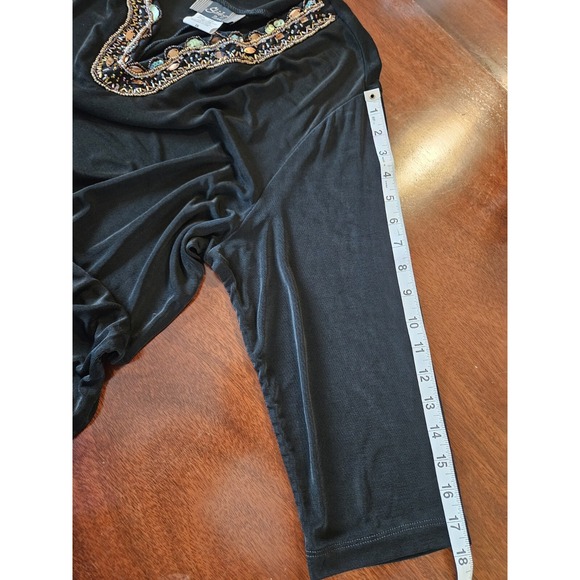 Vintage 90s Slinky Brand Womens 2X Tunic Top Black 3/4 Sleeve Fairy Stretchy USA - Picture 12 of 13